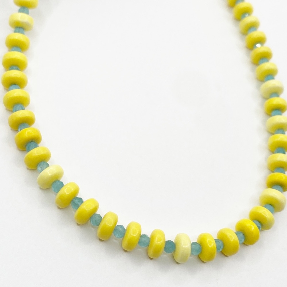 NEW Yellow and Aqua Stone Beaded Necklace